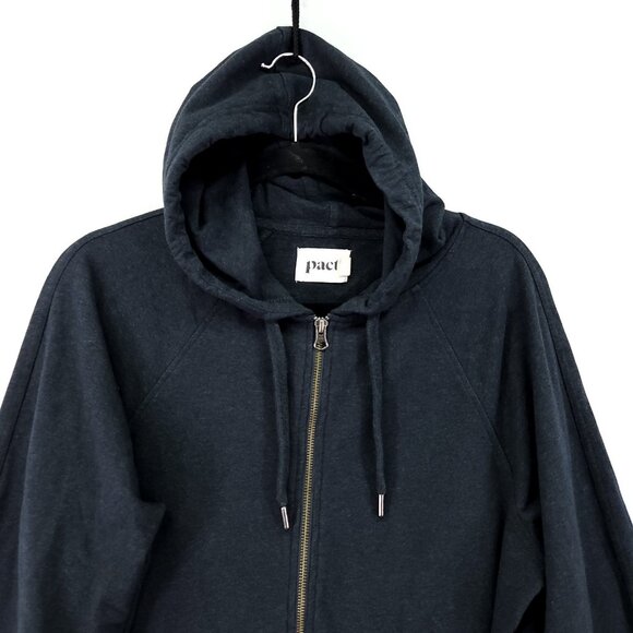 Pact Hoodie Sweatshirt Mens Medium Blue Organic Cotton Full Zip Sustainable - Picture 10 of 13
